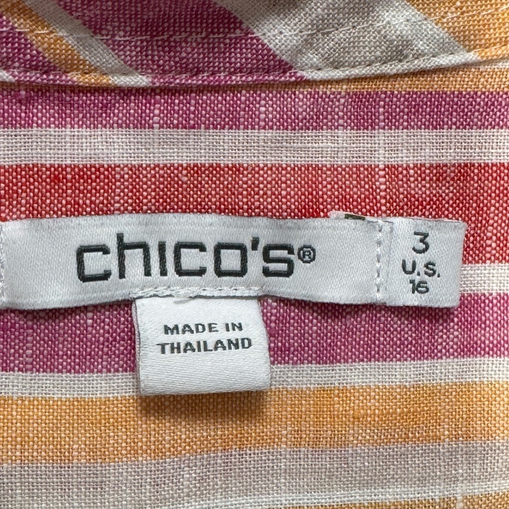 Chico's Striped Three-Quarter Button-Down Shirt - Picture 5 of 8